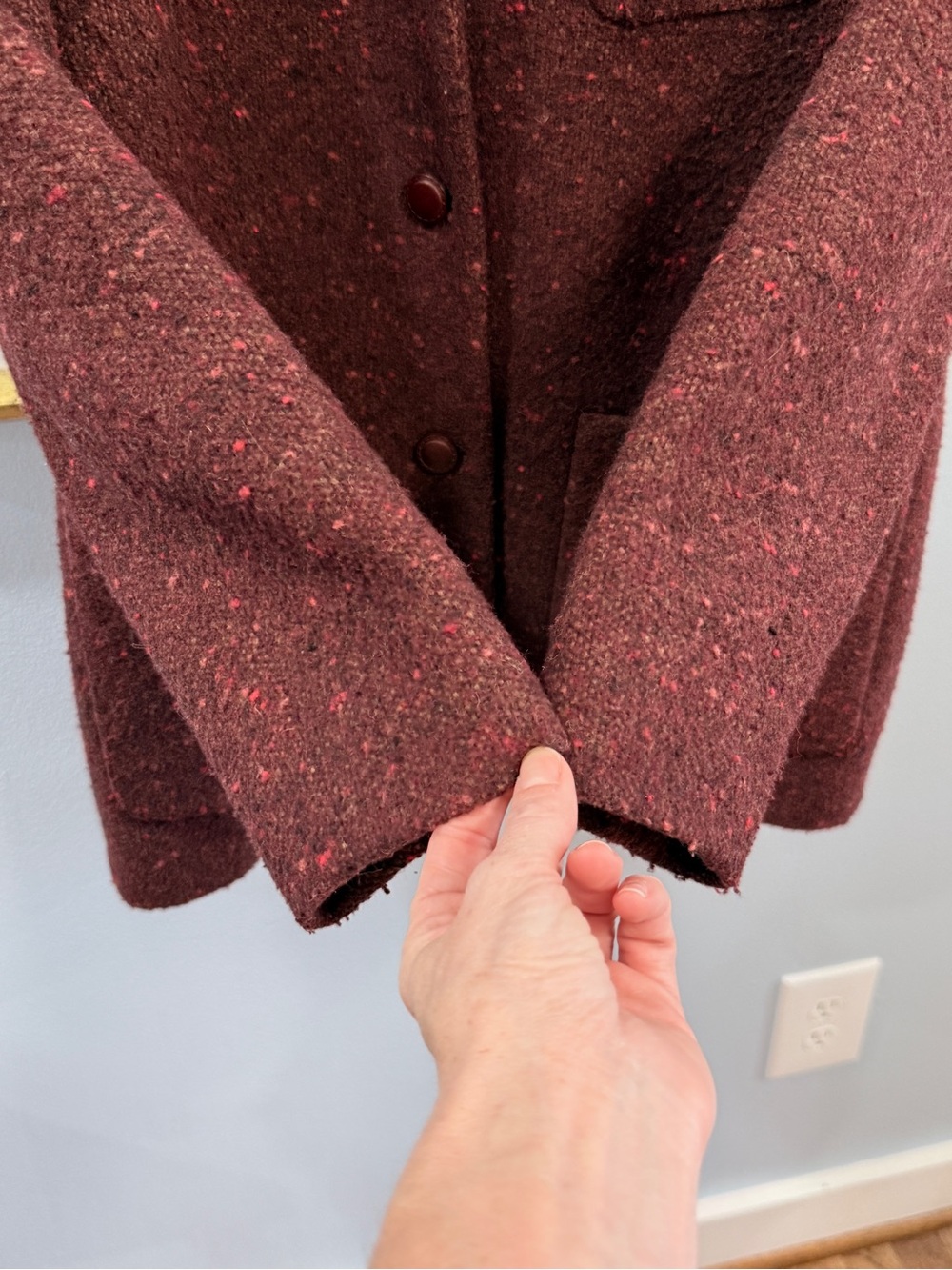 Liz Claiborne Tweed Wool Jacket Plum Maroon - Picture 10 of 10